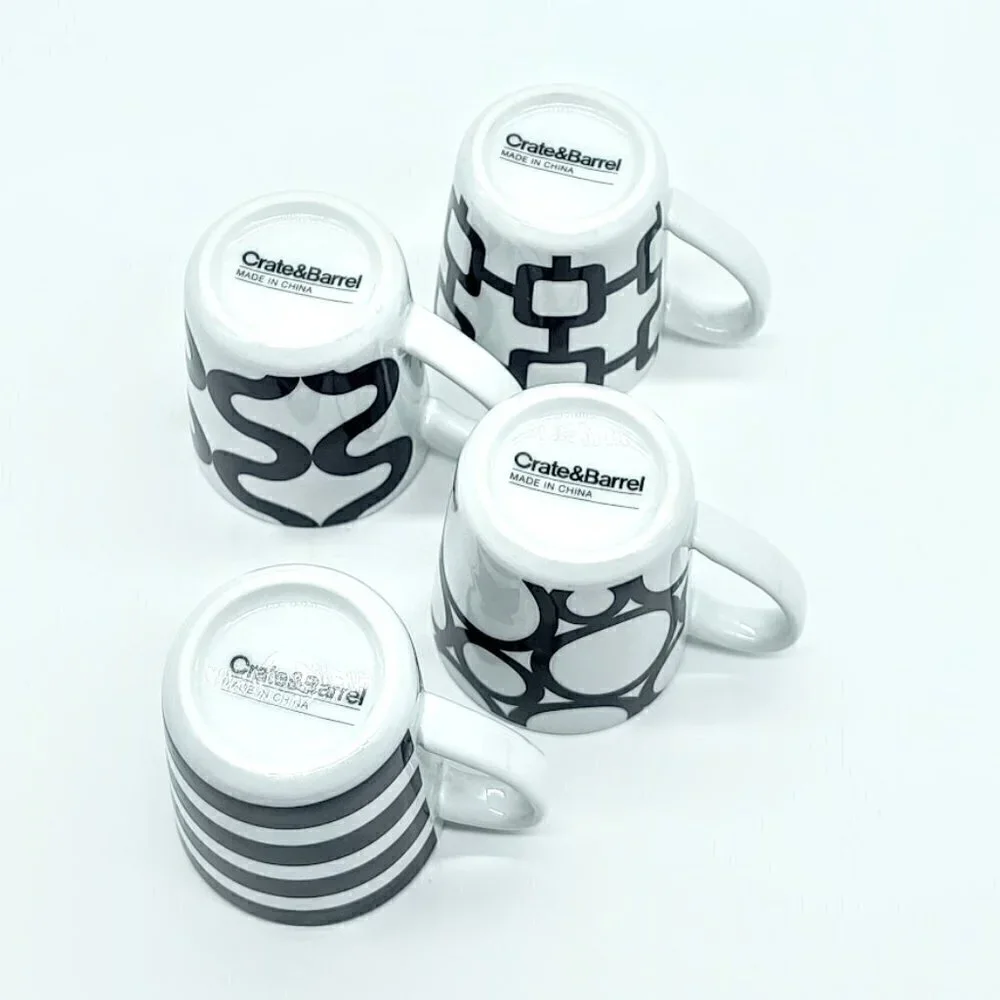 Crate & Barrel Demitasse Porcelain Espresso Cup Saucer 8-Pc Set